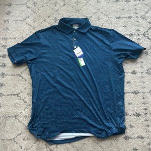 Blue patterned golf polo
